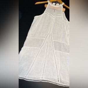 Solitaire Swim Womens Off White Crochet Lace Coverup Dress Size Medium GUC